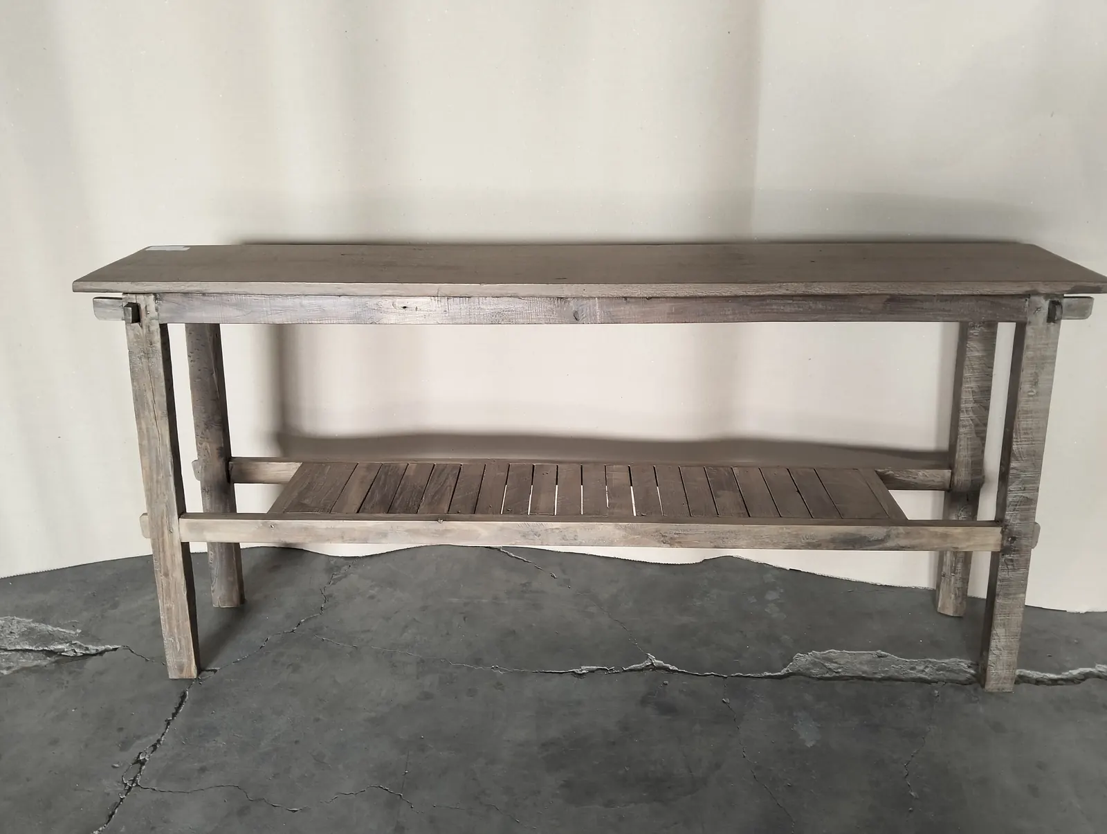 Console ancienne en teck, double plateau