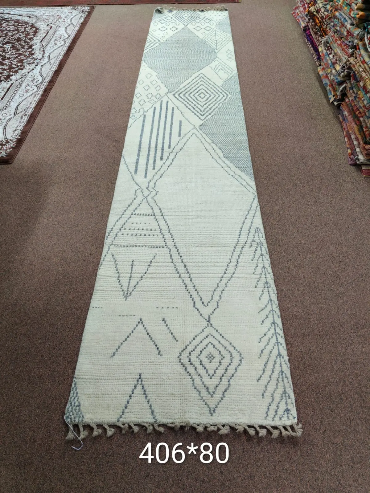 Tapis de couloir à motifs fins, 406 × 80 cm